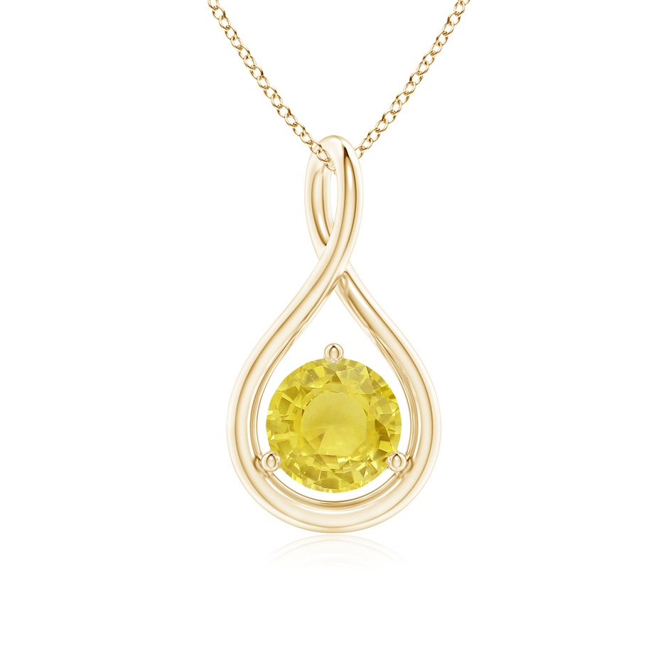 6mm A Solitaire Round Yellow Sapphire Infinity Twist Pendant in Yellow Gold 