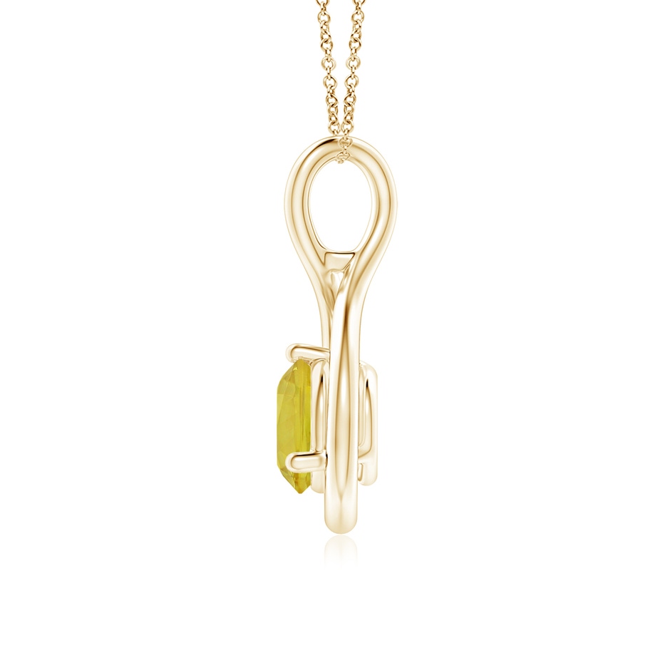6mm A Solitaire Round Yellow Sapphire Infinity Twist Pendant in Yellow Gold side 1
