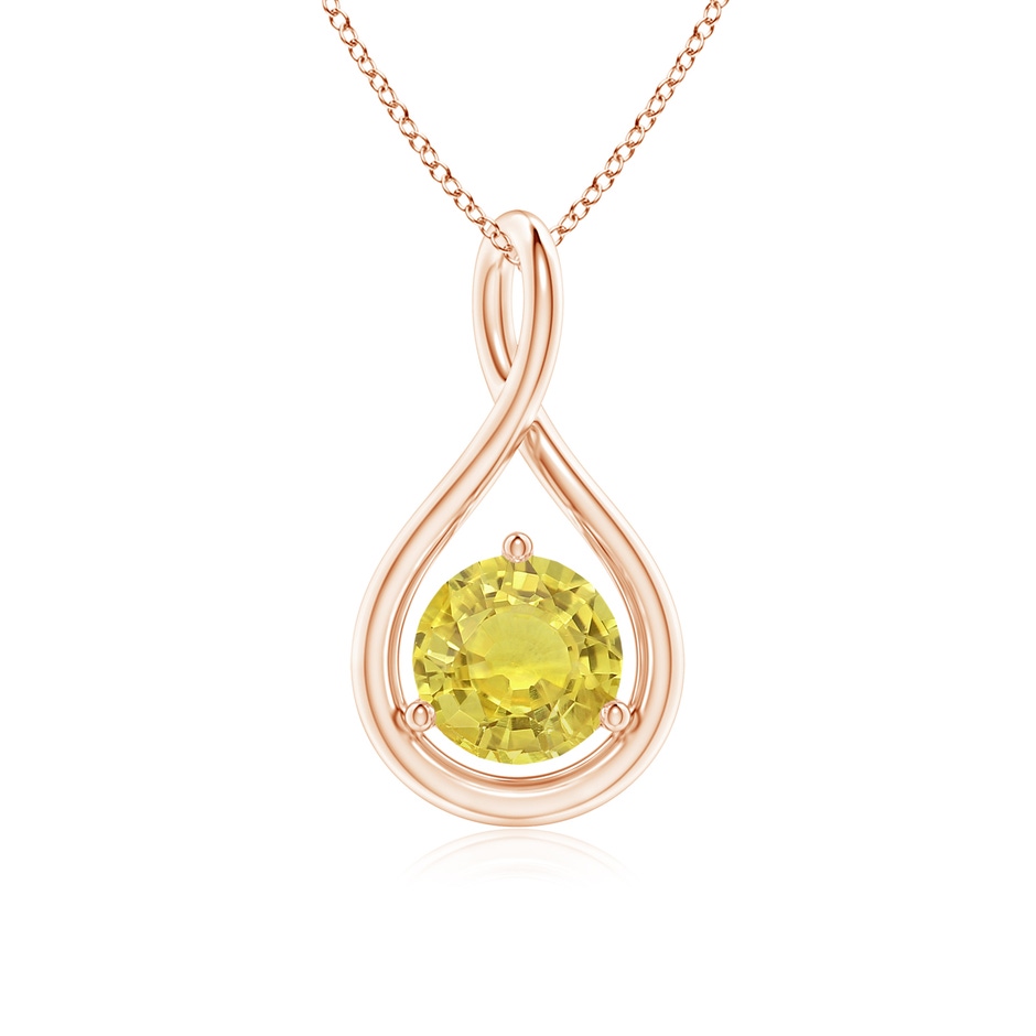 6mm AA Solitaire Round Yellow Sapphire Infinity Twist Pendant in Rose Gold 