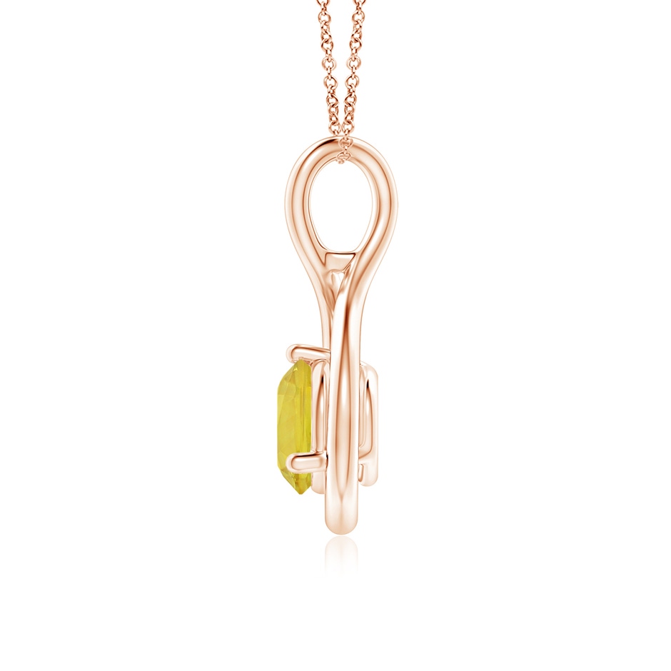 6mm AA Solitaire Round Yellow Sapphire Infinity Twist Pendant in Rose Gold side 1