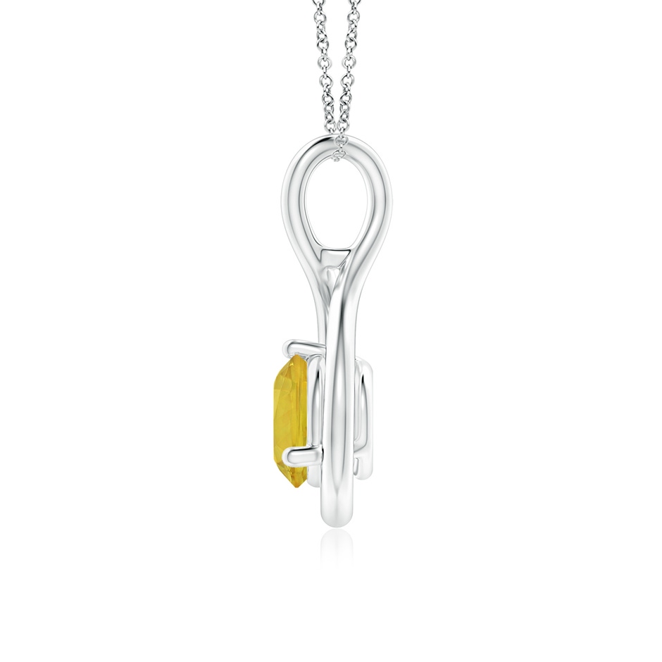 6mm AAA Solitaire Round Yellow Sapphire Infinity Twist Pendant in White Gold side 1