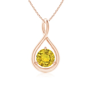 6mm AAAA Solitaire Round Yellow Sapphire Infinity Twist Pendant in Rose Gold