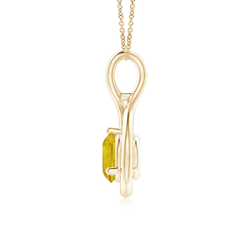 6mm AAAA Solitaire Round Yellow Sapphire Infinity Twist Pendant in Yellow Gold side 1