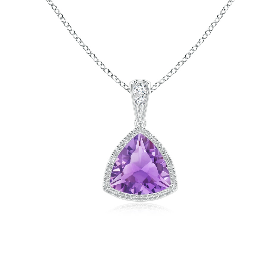 6mm A Bezel-Set Trillion Amethyst Pendant with Milgrain in P950 Platinum 