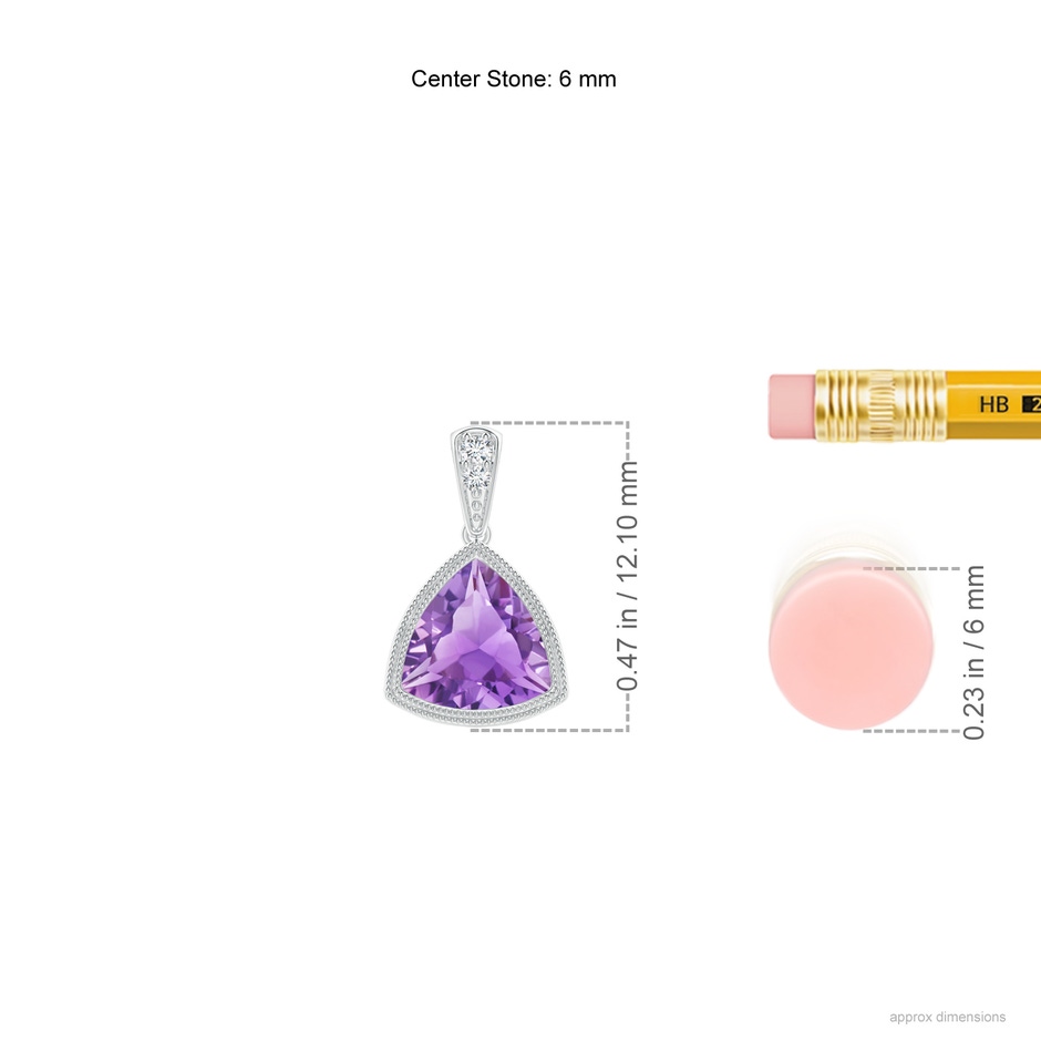 6mm A Bezel-Set Trillion Amethyst Pendant with Milgrain in P950 Platinum ruler