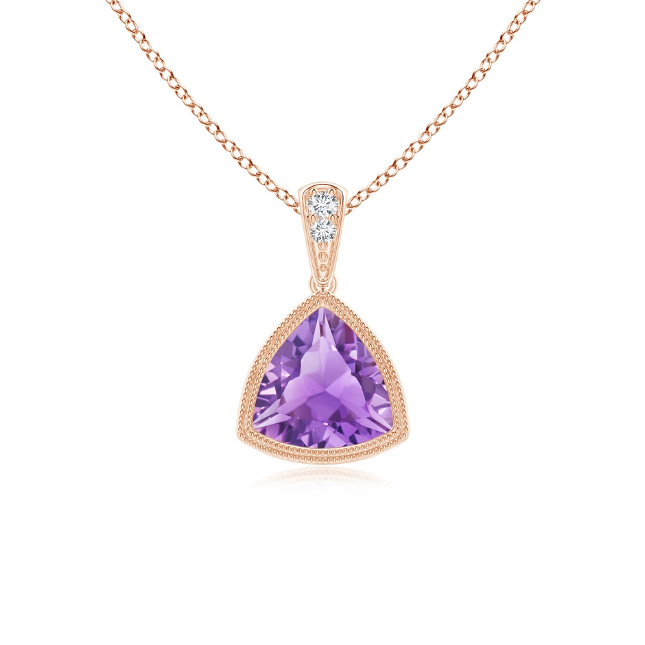 6mm A Bezel-Set Trillion Amethyst Pendant with Milgrain in Rose Gold 