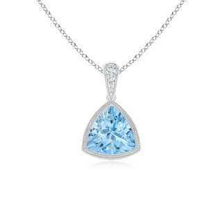 6mm AAAA Bezel-Set Trillion Aquamarine Pendant with Milgrain in P950 Platinum