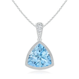 8mm AAAA Bezel-Set Trillion Aquamarine Pendant with Milgrain in P950 Platinum