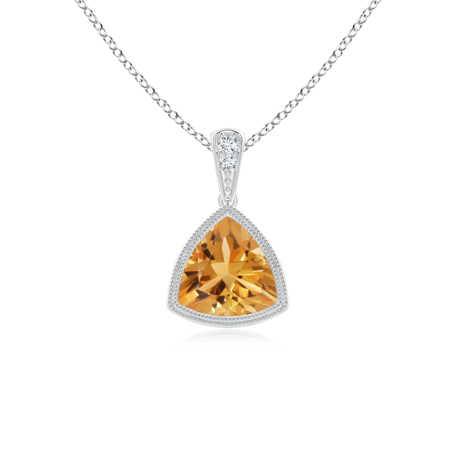 ANGARA 0.61 Ct Natural Citrine Trillion Pendant Necklace With Diamond in Silver