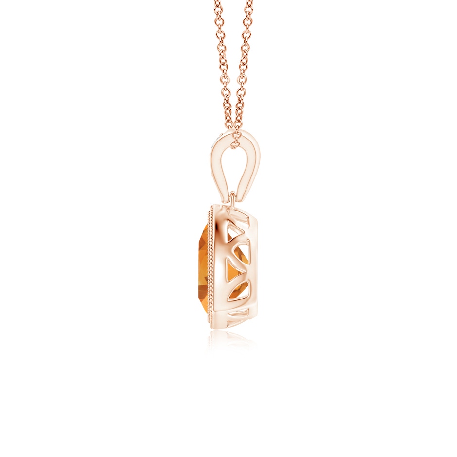 6mm AA Bezel-Set Trillion Citrine Pendant with Milgrain in Rose Gold side 1