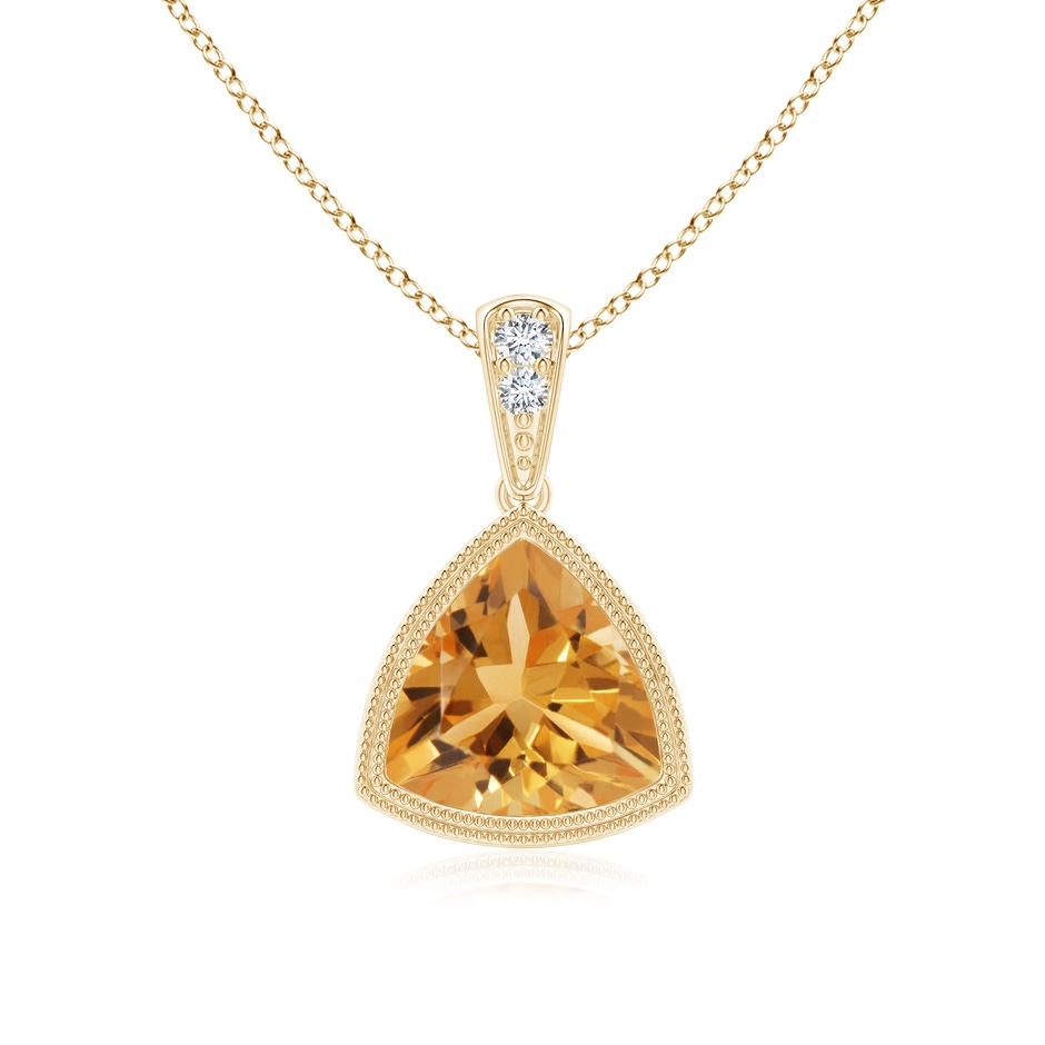 7mm A Bezel-Set Trillion Citrine Pendant with Milgrain in Yellow Gold 