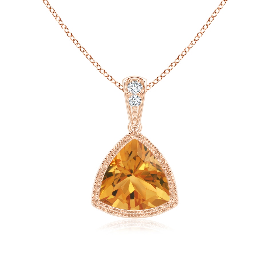 7mm AA Bezel-Set Trillion Citrine Pendant with Milgrain in Rose Gold 
