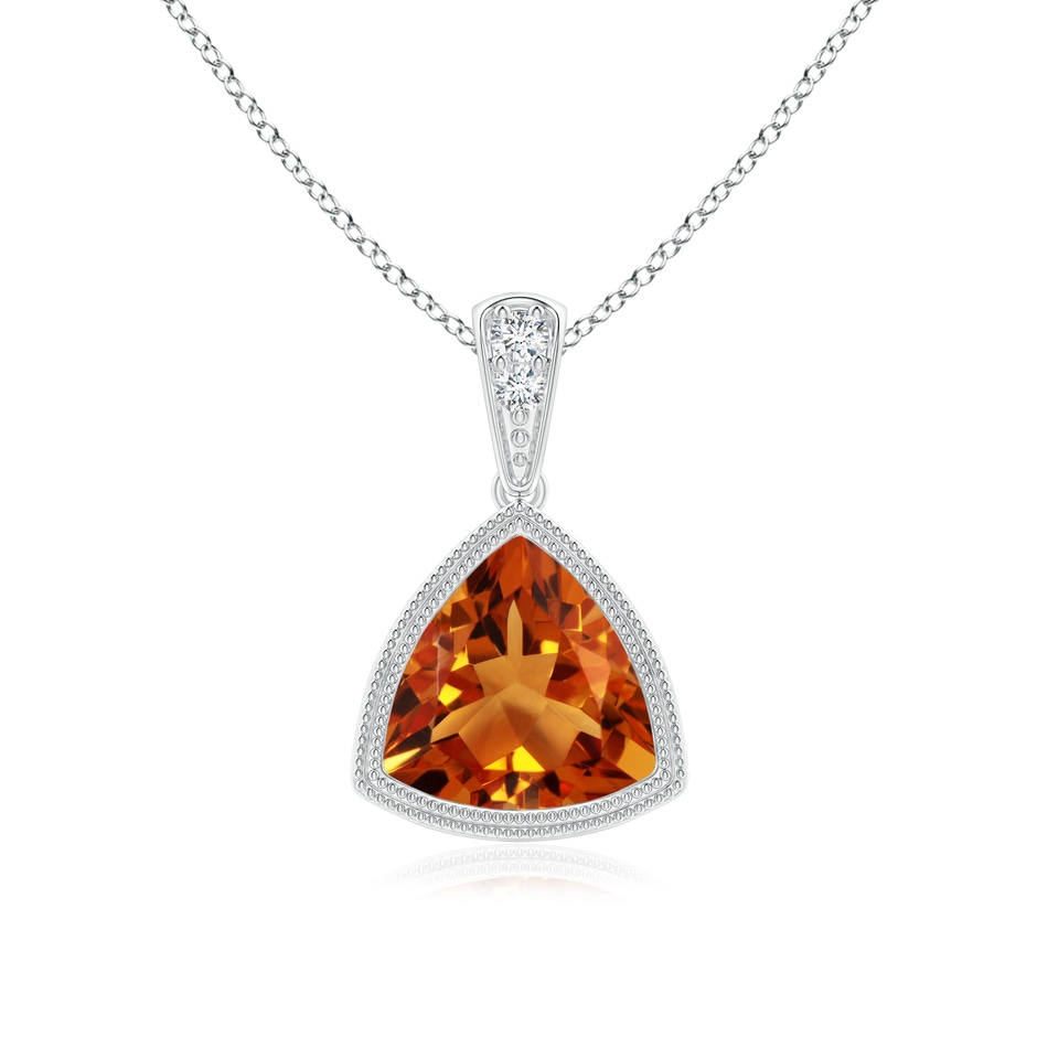 7mm AAAA Bezel-Set Trillion Citrine Pendant with Milgrain in White Gold 