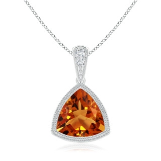 8mm AAAA Bezel-Set Trillion Citrine Pendant with Milgrain in P950 Platinum