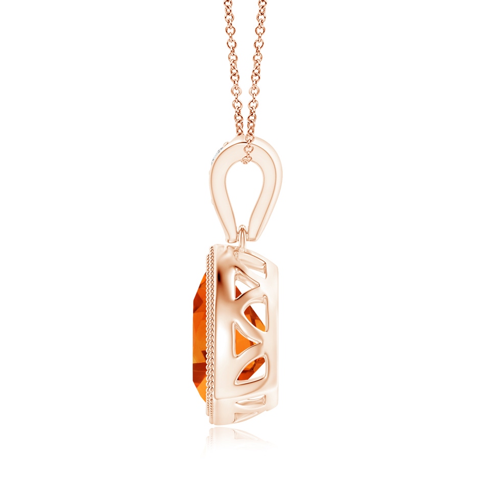 8mm AAAA Bezel-Set Trillion Citrine Pendant with Milgrain in Rose Gold side 1
