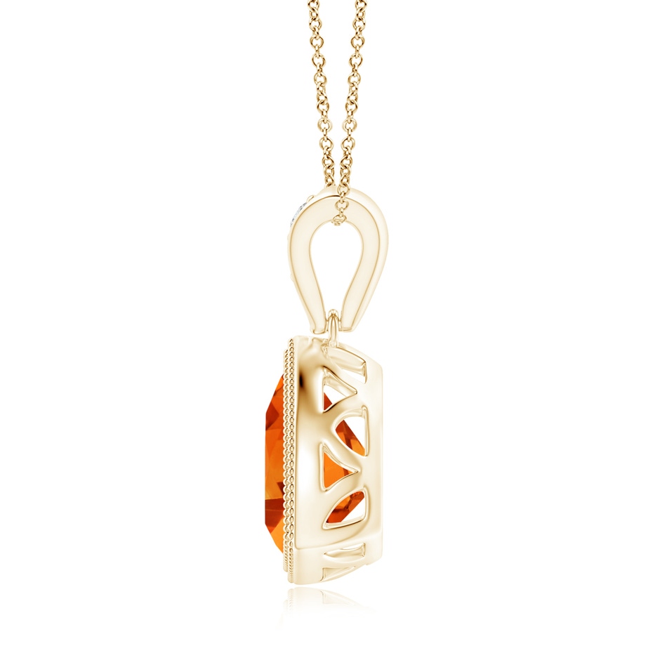 8mm AAAA Bezel-Set Trillion Citrine Pendant with Milgrain in Yellow Gold side 1