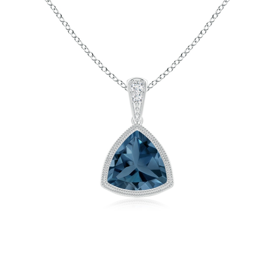 6mm A Bezel-Set Trillion London Blue Topaz Pendant with Milgrain in P950 Platinum 