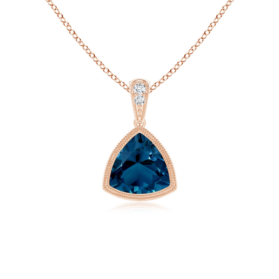 6mm AAAA Bezel-Set Trillion London Blue Topaz Pendant with Milgrain in Rose Gold 