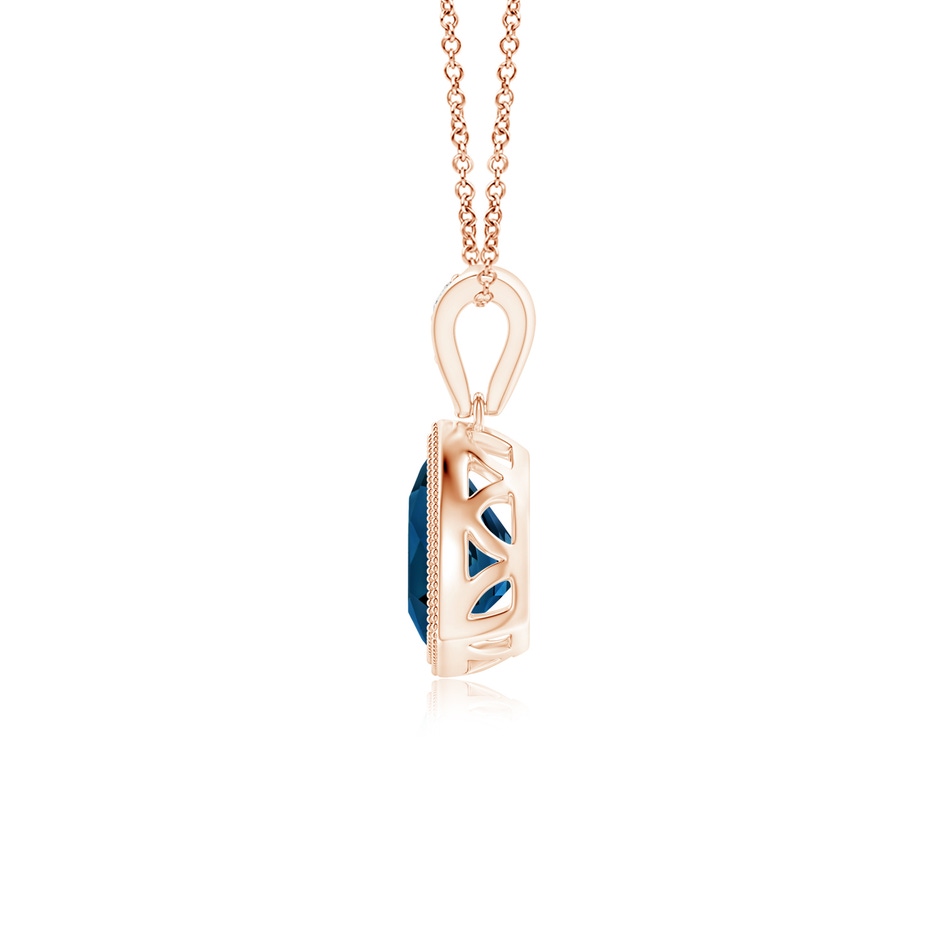 6mm AAAA Bezel-Set Trillion London Blue Topaz Pendant with Milgrain in Rose Gold side 1