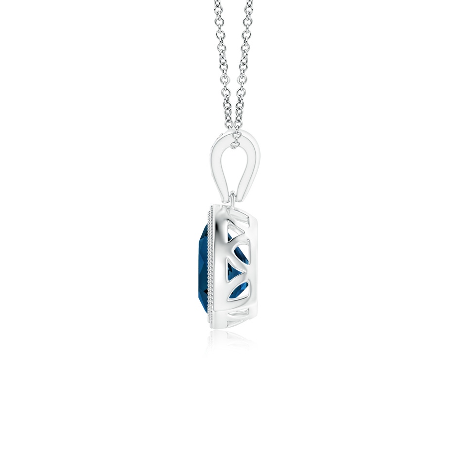 6mm AAAA Bezel-Set Trillion London Blue Topaz Pendant with Milgrain in White Gold side 1