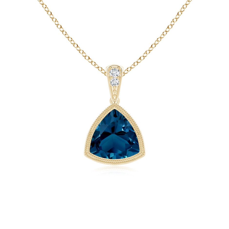 6mm AAAA Bezel-Set Trillion London Blue Topaz Pendant with Milgrain in Yellow Gold 