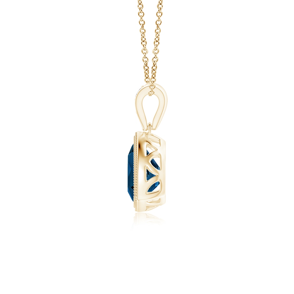 6mm AAAA Bezel-Set Trillion London Blue Topaz Pendant with Milgrain in Yellow Gold side 1