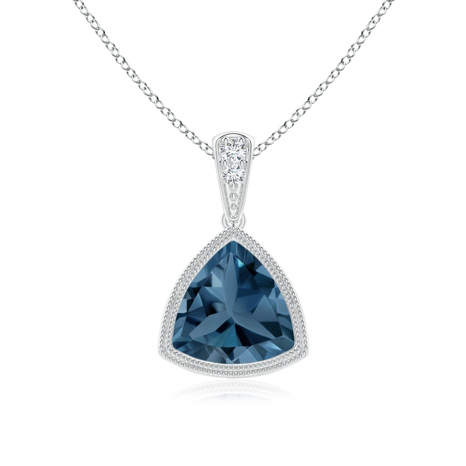 7mm A Bezel-Set Trillion London Blue Topaz Pendant with Milgrain in P950 Platinum 