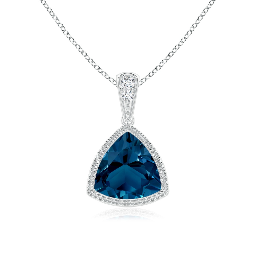 7mm AAAA Bezel-Set Trillion London Blue Topaz Pendant with Milgrain in P950 Platinum