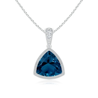 7mm AAAA Bezel-Set Trillion London Blue Topaz Pendant with Milgrain in S999 Silver