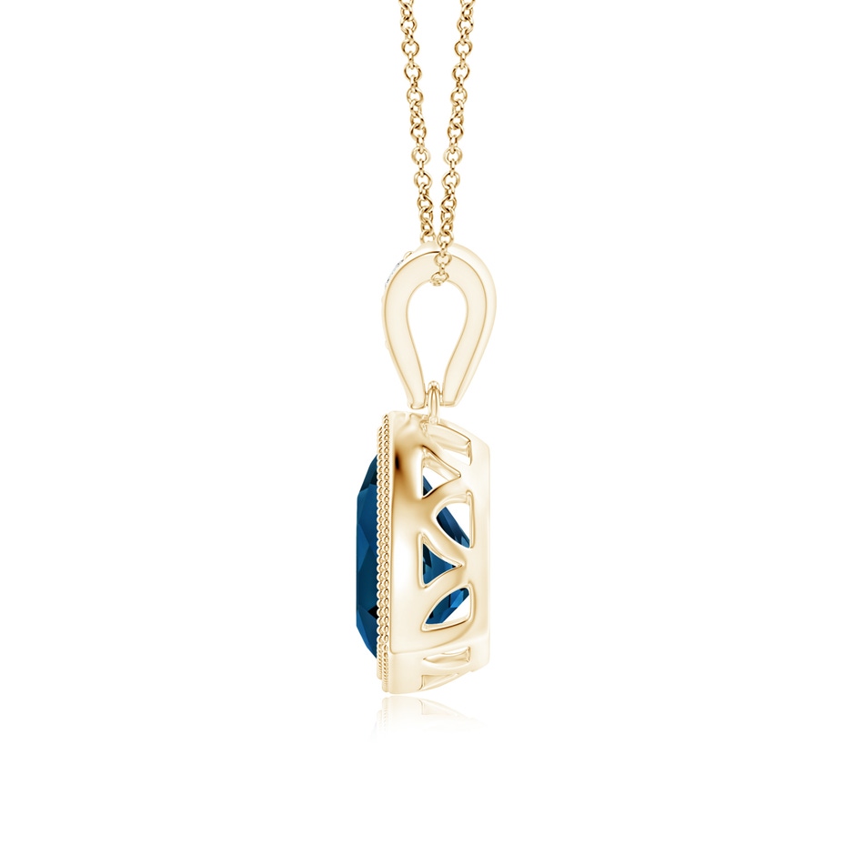 7mm AAAA Bezel-Set Trillion London Blue Topaz Pendant with Milgrain in Yellow Gold side 1