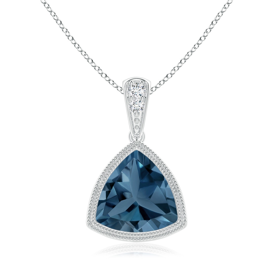 8mm A Bezel-Set Trillion London Blue Topaz Pendant with Milgrain in P950 Platinum 