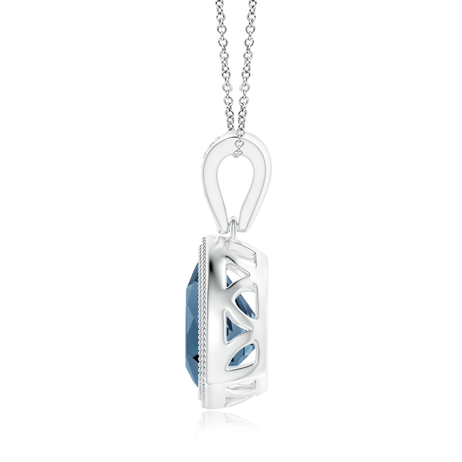 8mm A Bezel-Set Trillion London Blue Topaz Pendant with Milgrain in P950 Platinum side 1