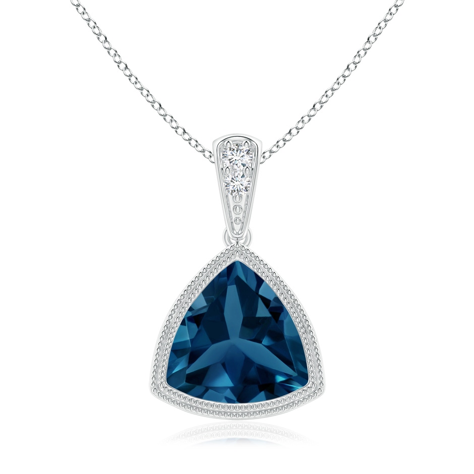 8mm AAA Bezel-Set Trillion London Blue Topaz Pendant with Milgrain in White Gold 