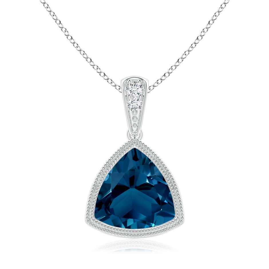 8mm AAAA Bezel-Set Trillion London Blue Topaz Pendant with Milgrain in White Gold 