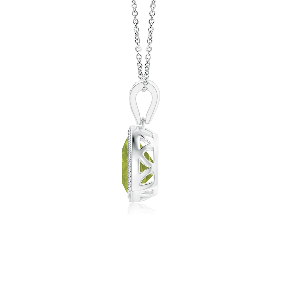 6mm AA Bezel-Set Trillion Peridot Pendant with Milgrain in White Gold side 1
