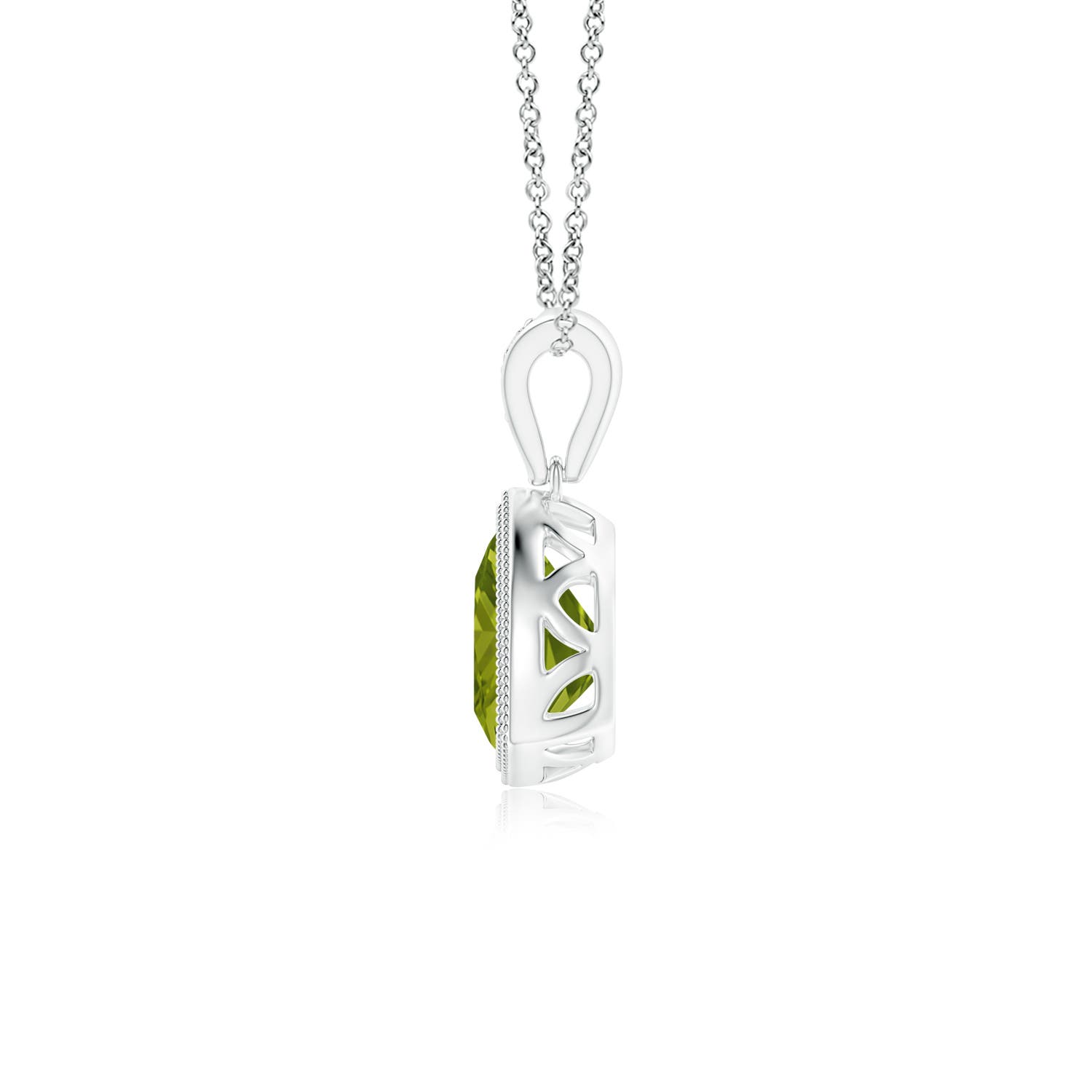 AAA - Peridot / 0.71 CT / 14 KT White Gold