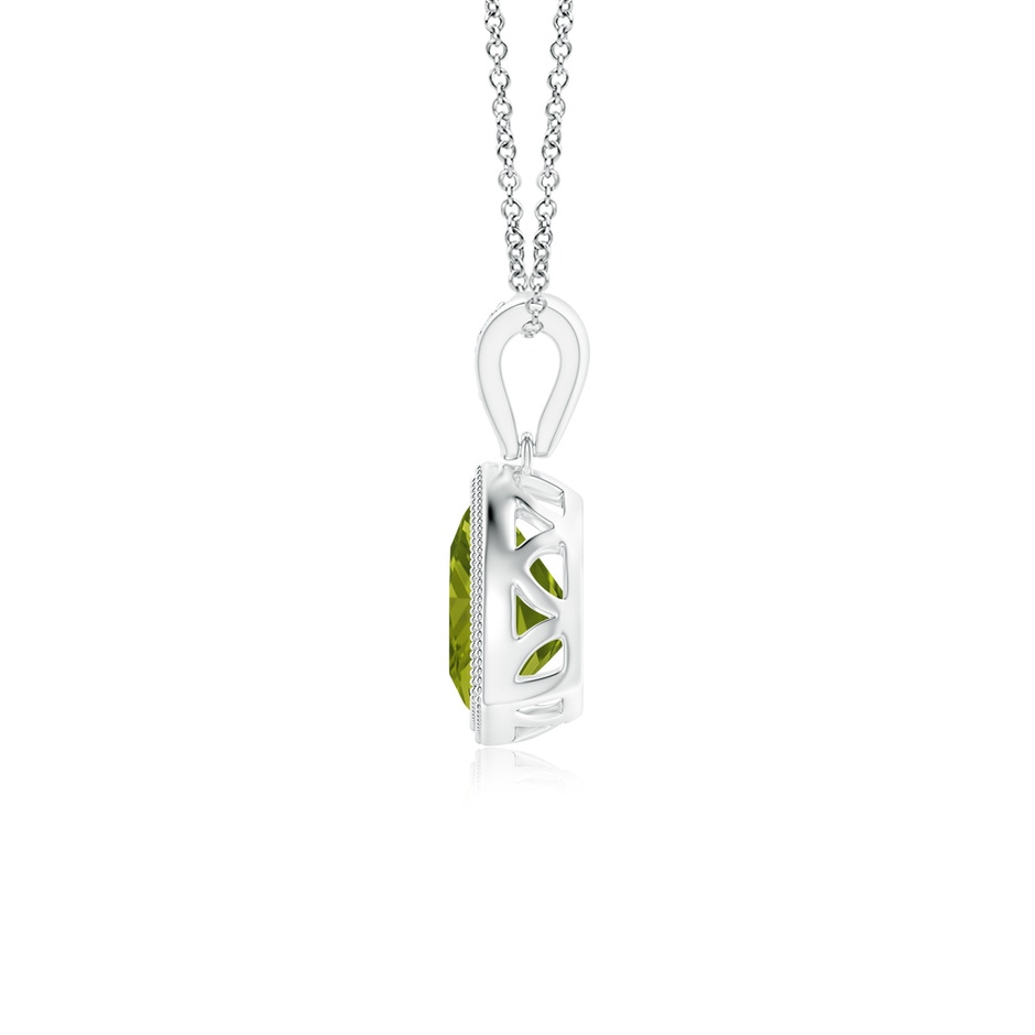 6mm AAA Bezel-Set Trillion Peridot Pendant with Milgrain in White Gold side 1