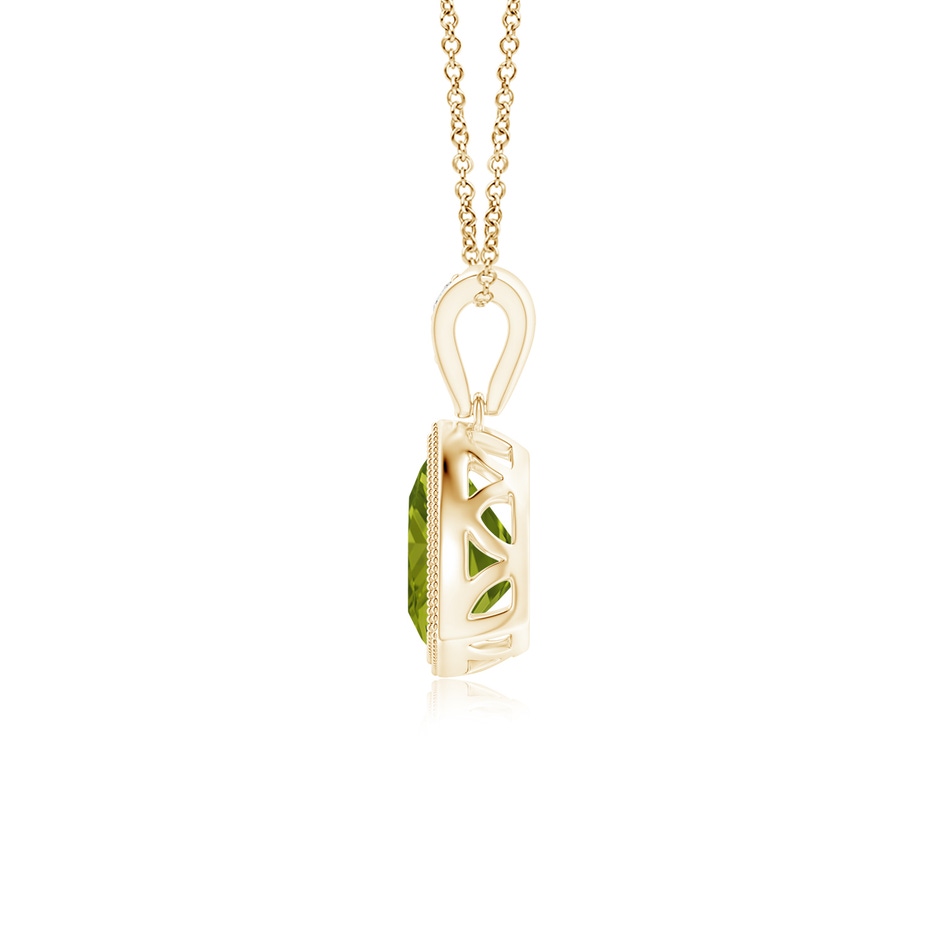 6mm AAA Bezel-Set Trillion Peridot Pendant with Milgrain in Yellow Gold side 1