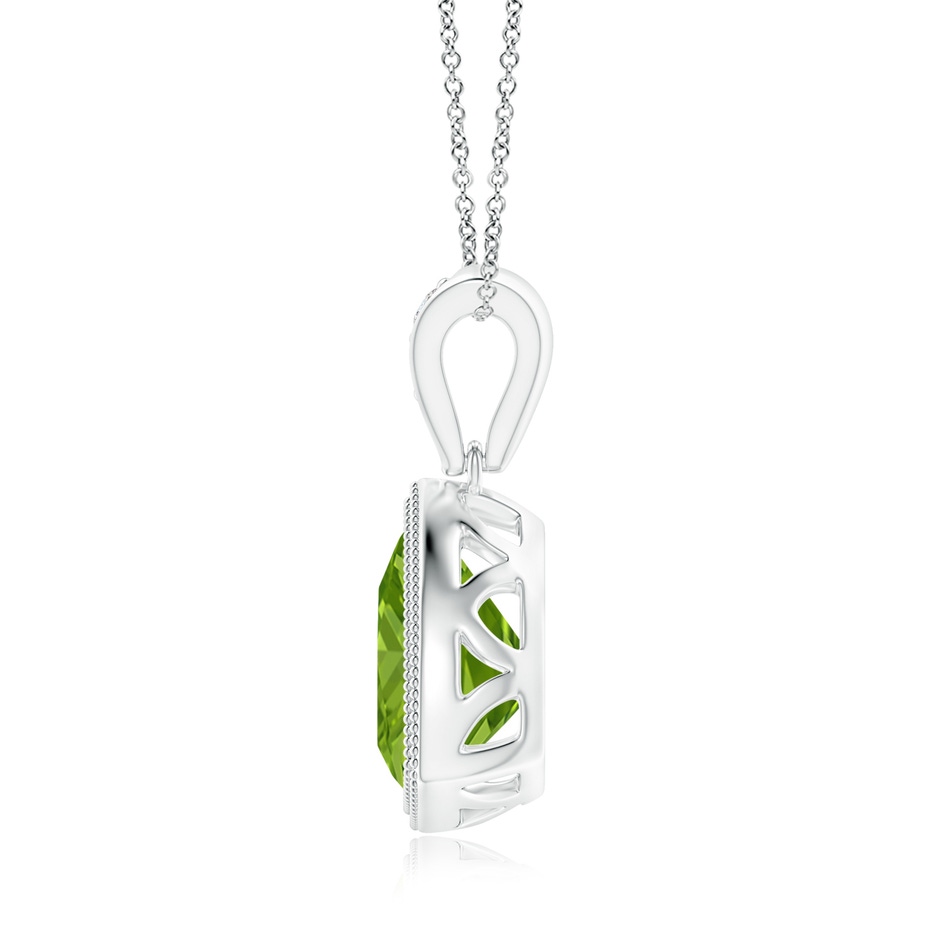 8mm AAAA Bezel-Set Trillion Peridot Pendant with Milgrain in P950 Platinum side 1