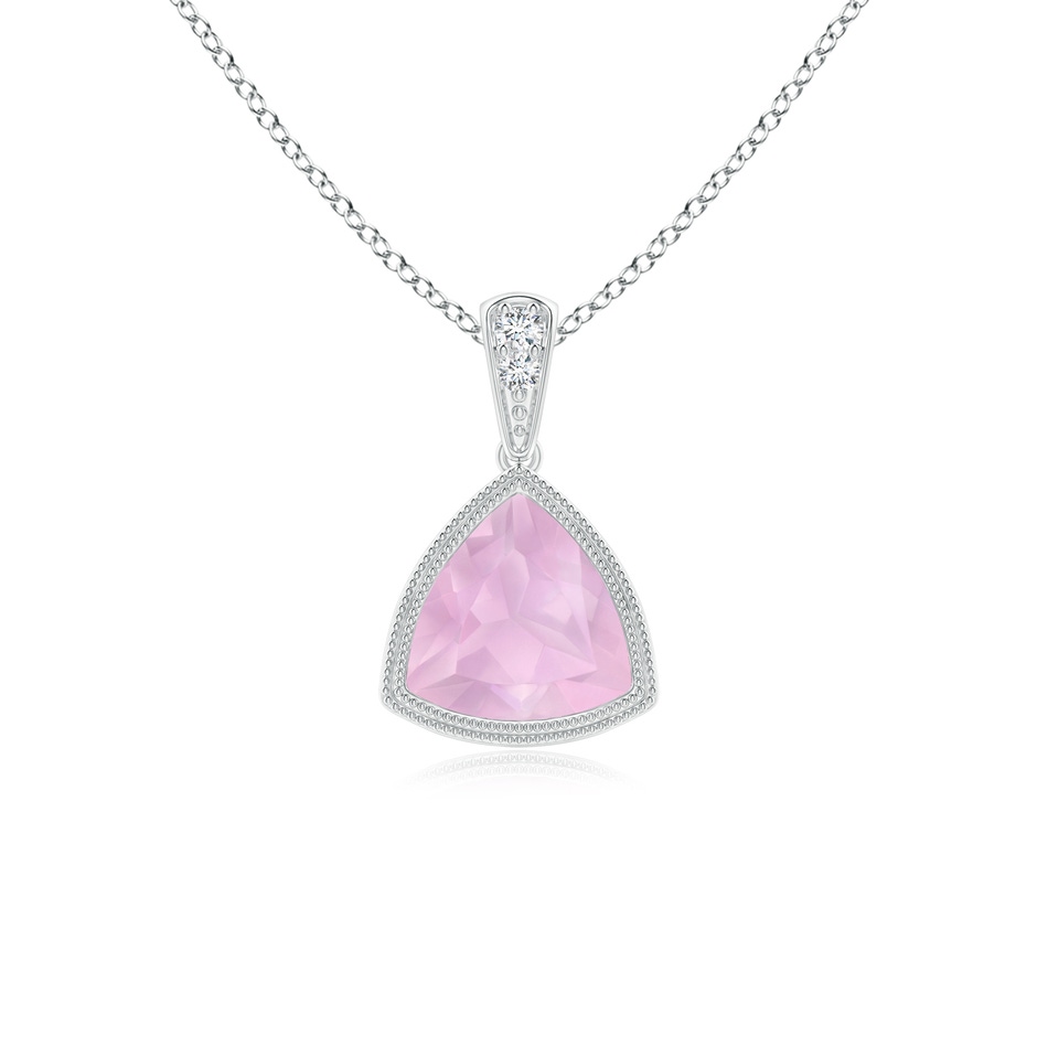 6mm AAAA Bezel-Set Trillion Rose Quartz Pendant with Milgrain in S999 Silver 