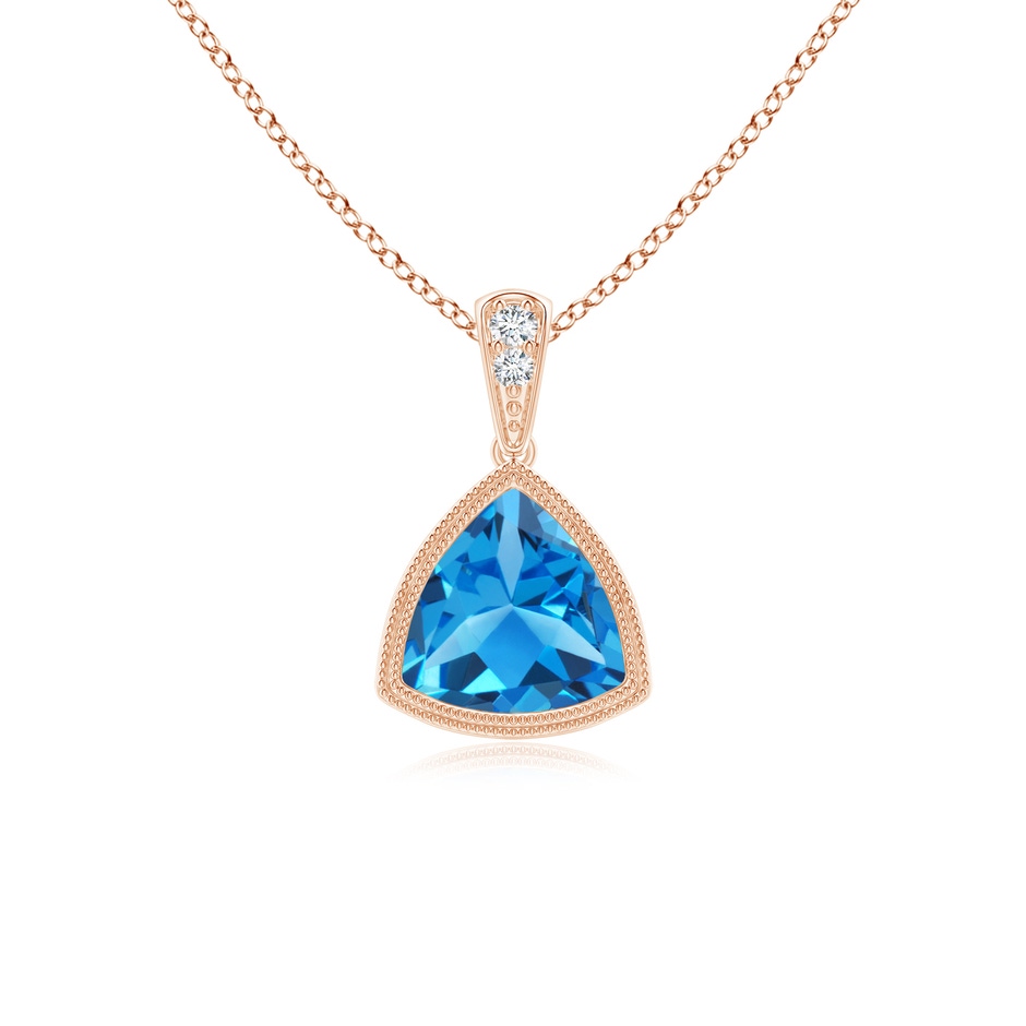 6mm AAAA Bezel-Set Trillion Swiss Blue Topaz Pendant with Milgrain in Rose Gold 