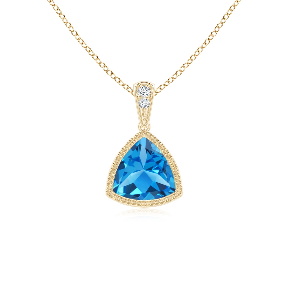6mm AAAA Bezel-Set Trillion Swiss Blue Topaz Pendant with Milgrain in Yellow Gold 
