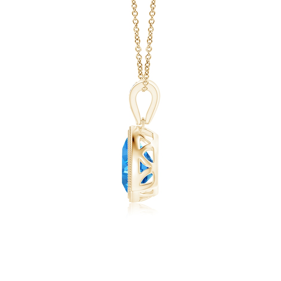 6mm AAAA Bezel-Set Trillion Swiss Blue Topaz Pendant with Milgrain in Yellow Gold side 1