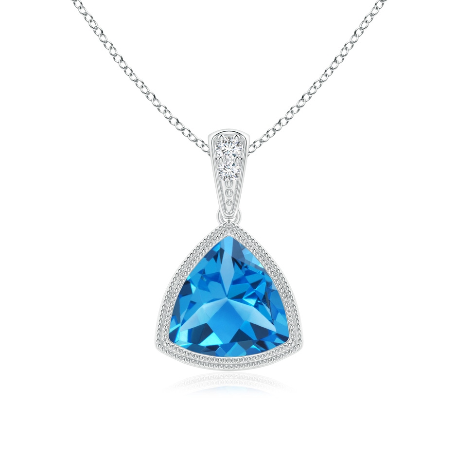 7mm AAAA Bezel-Set Trillion Swiss Blue Topaz Pendant with Milgrain in P950 Platinum 