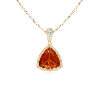 6mm AAA Bezel-Set Trillion Spessartite Pendant with Milgrain in Yellow Gold