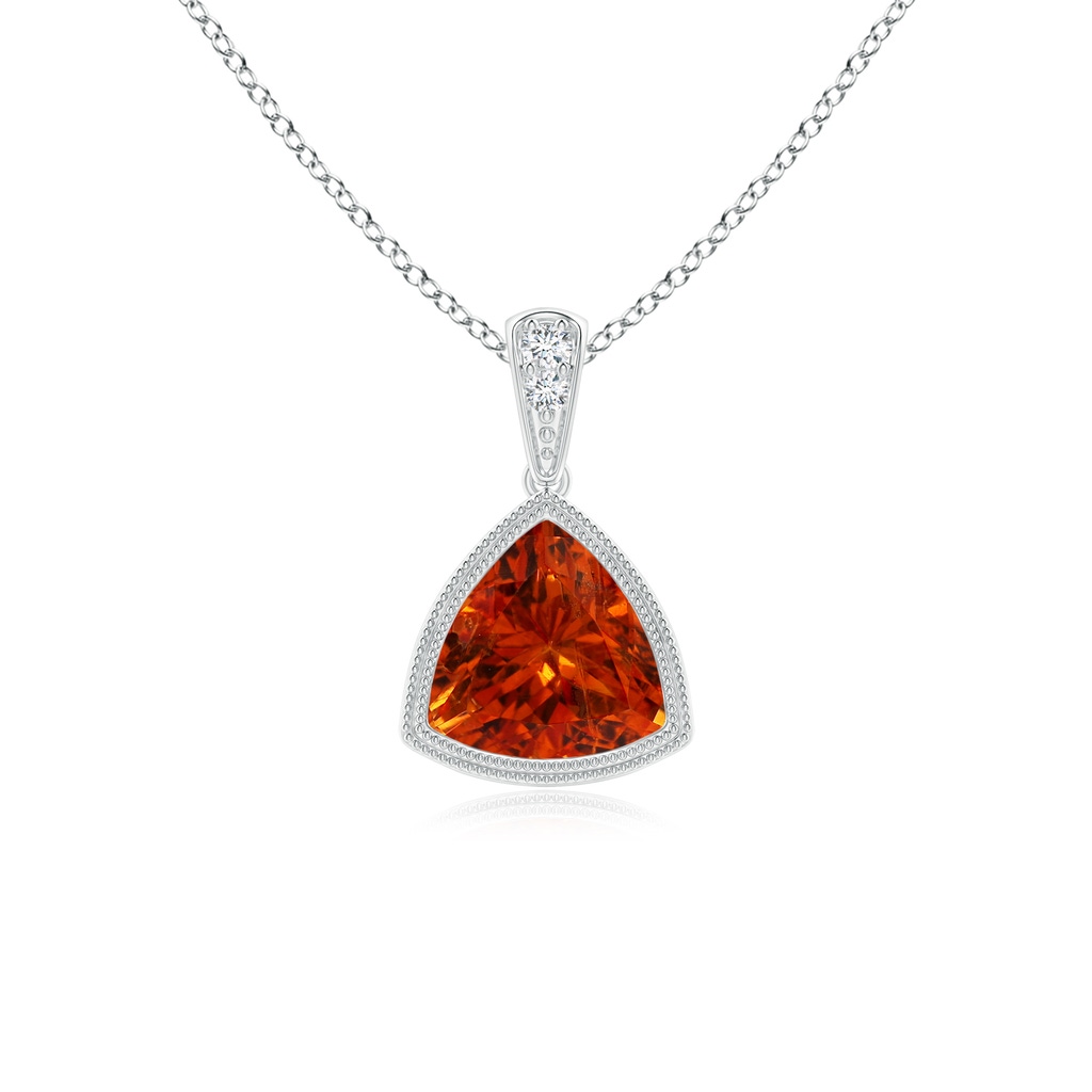 6mm AAAA Bezel-Set Trillion Spessartite Pendant with Milgrain in P950 Platinum