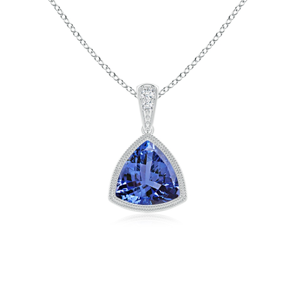 6mm AA Bezel-Set Trillion Tanzanite Pendant with Milgrain in S999 Silver 