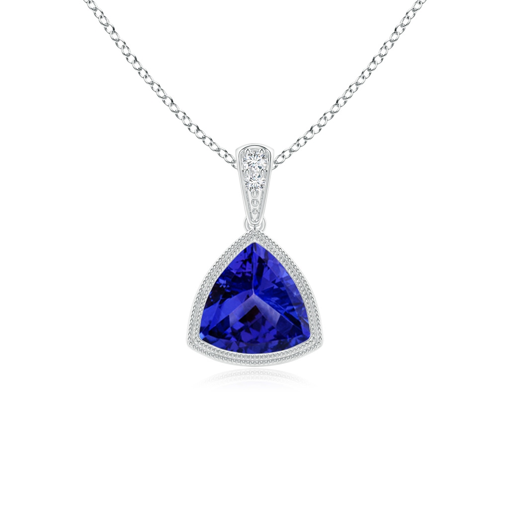 6mm AAAA Bezel-Set Trillion Tanzanite Pendant with Milgrain in P950 Platinum