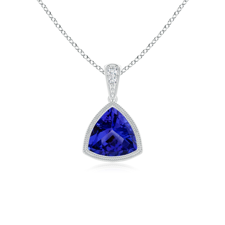 6mm AAAA Bezel-Set Trillion Tanzanite Pendant with Milgrain in P950 Platinum 