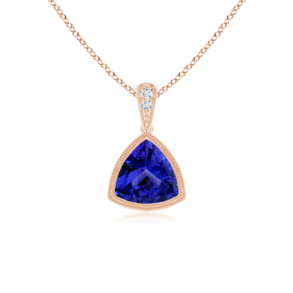 6mm AAAA Bezel-Set Trillion Tanzanite Pendant with Milgrain in Rose Gold 